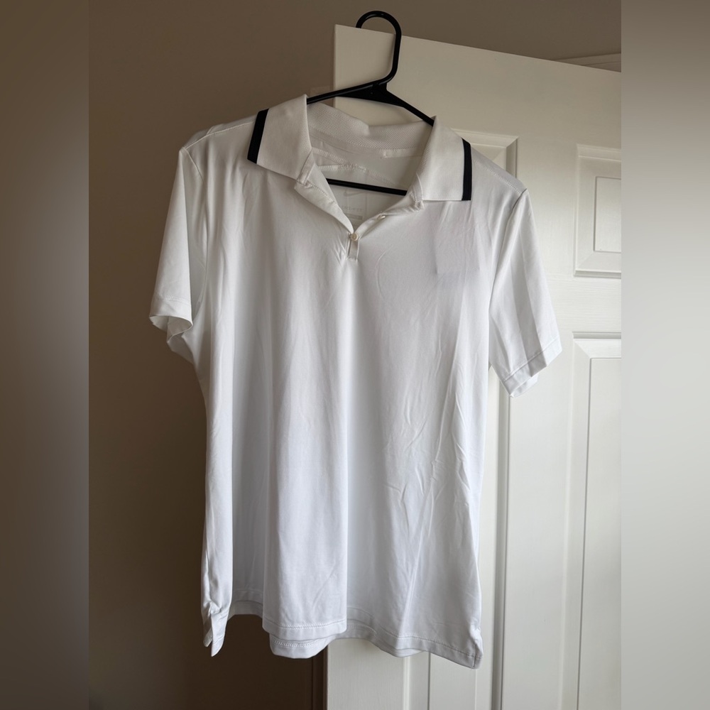 Women’s Nike Golf Polo Shirt: White with Black Trim